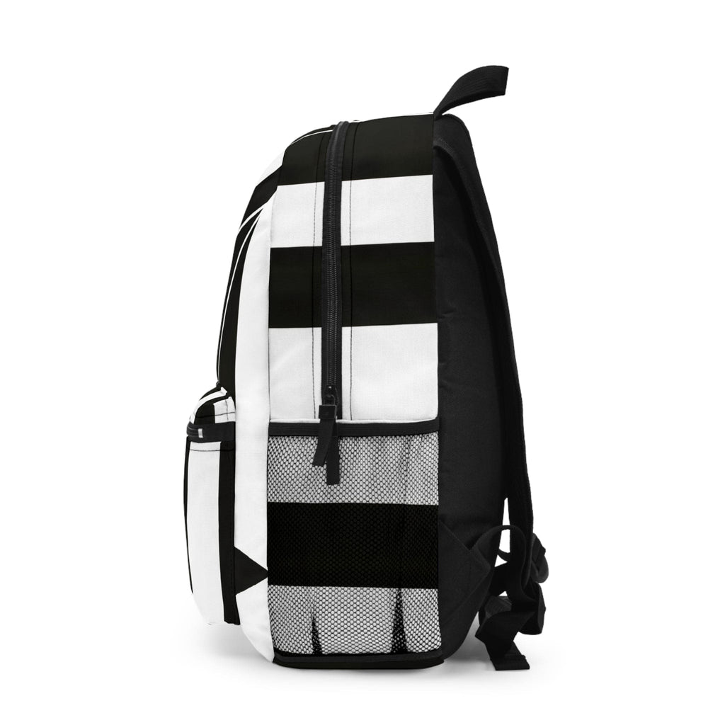Backpack - Large Water-resistant Bag - Black and White Geometric