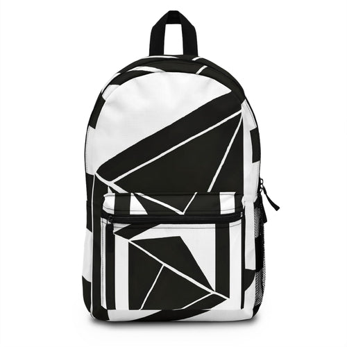 Backpack - Large Water-resistant Bag - Black and White Geometric