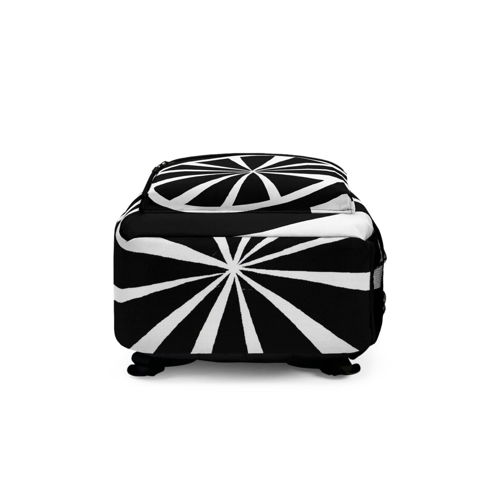 Backpack - Large Water-resistant Bag - Black and White Geometric