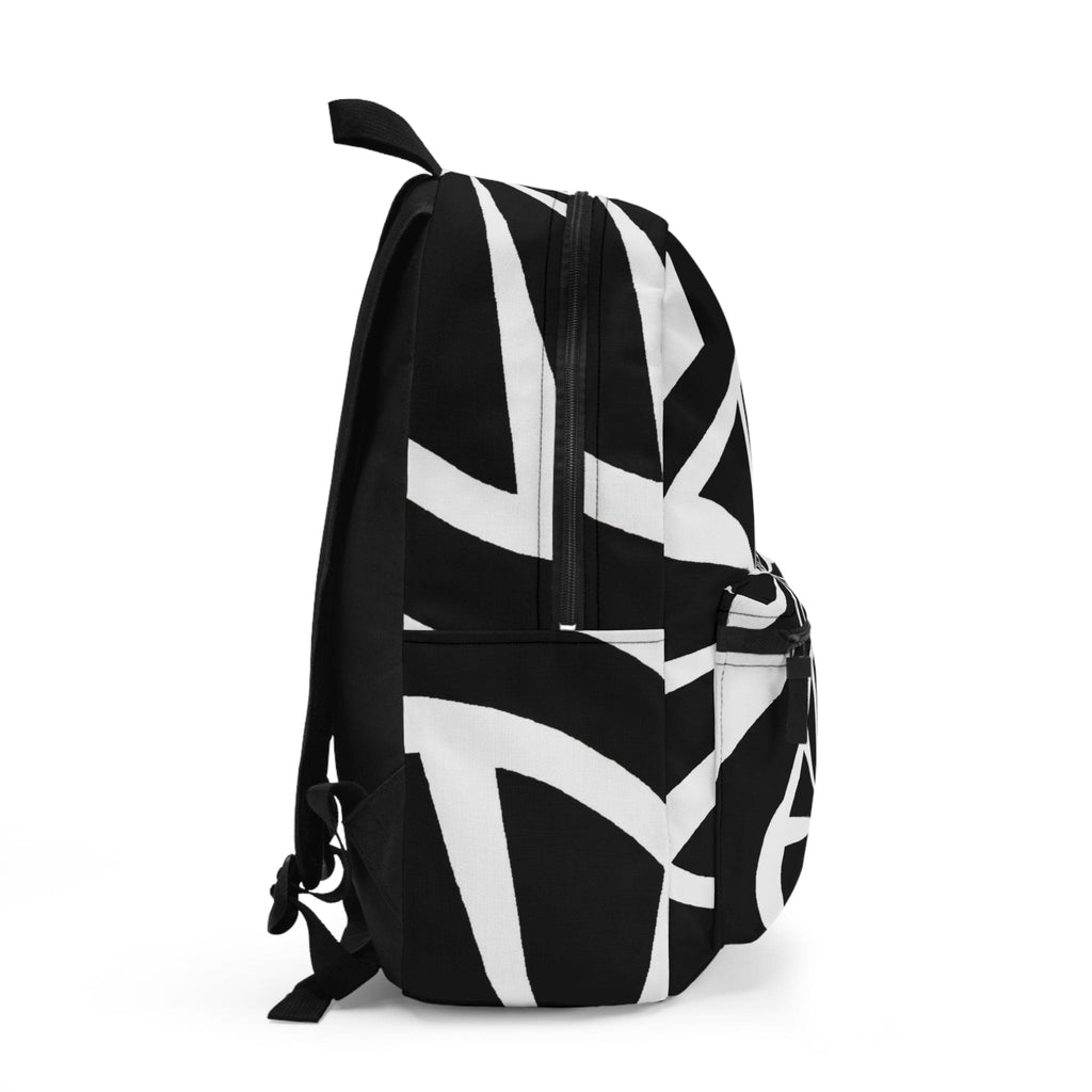 Backpack - Large Water-resistant Bag - Black and White Geometric