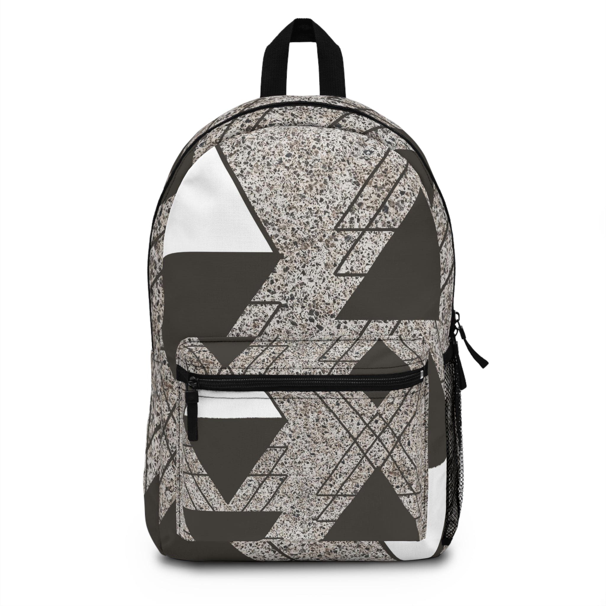 Backpack - Large Water-resistant Bag - Brown and White Triangular