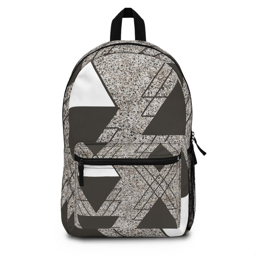 Backpack - Large Water-resistant Bag - Brown and White Triangular
