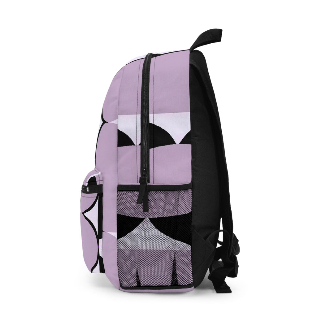 Backpack - Large Water-resistant Bag - Geometric Lavender and Black