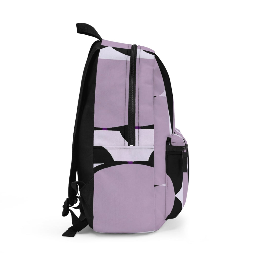 Backpack - Large Water-resistant Bag - Geometric Lavender and Black