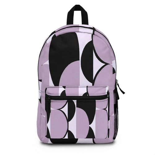 Backpack - Large Water-resistant Bag - Geometric Lavender and Black