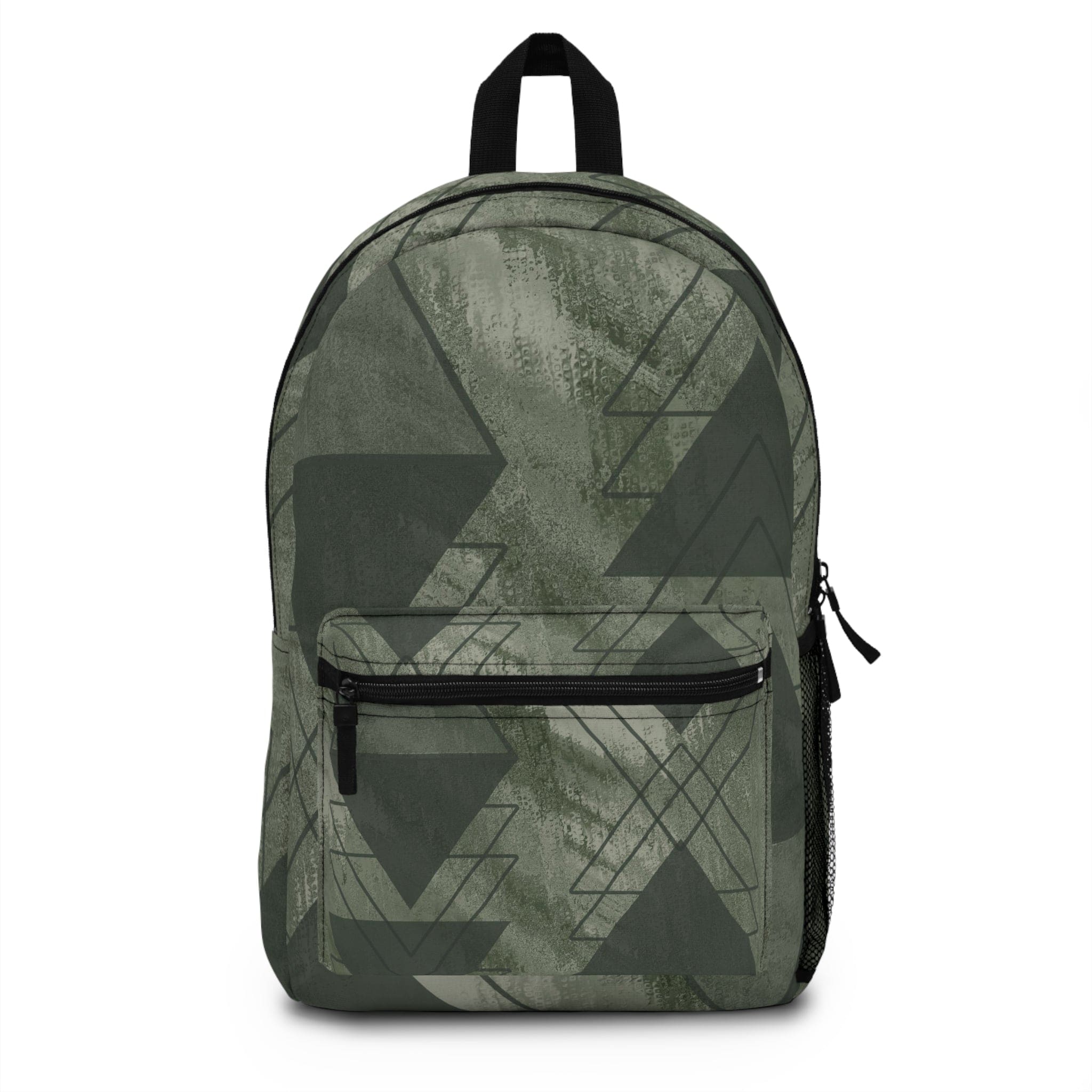 Backpack - Large Water-resistant Bag - Olive Green Triangular