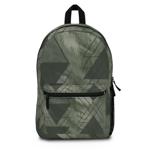 Backpack - Large Water-resistant Bag - Olive Green Triangular