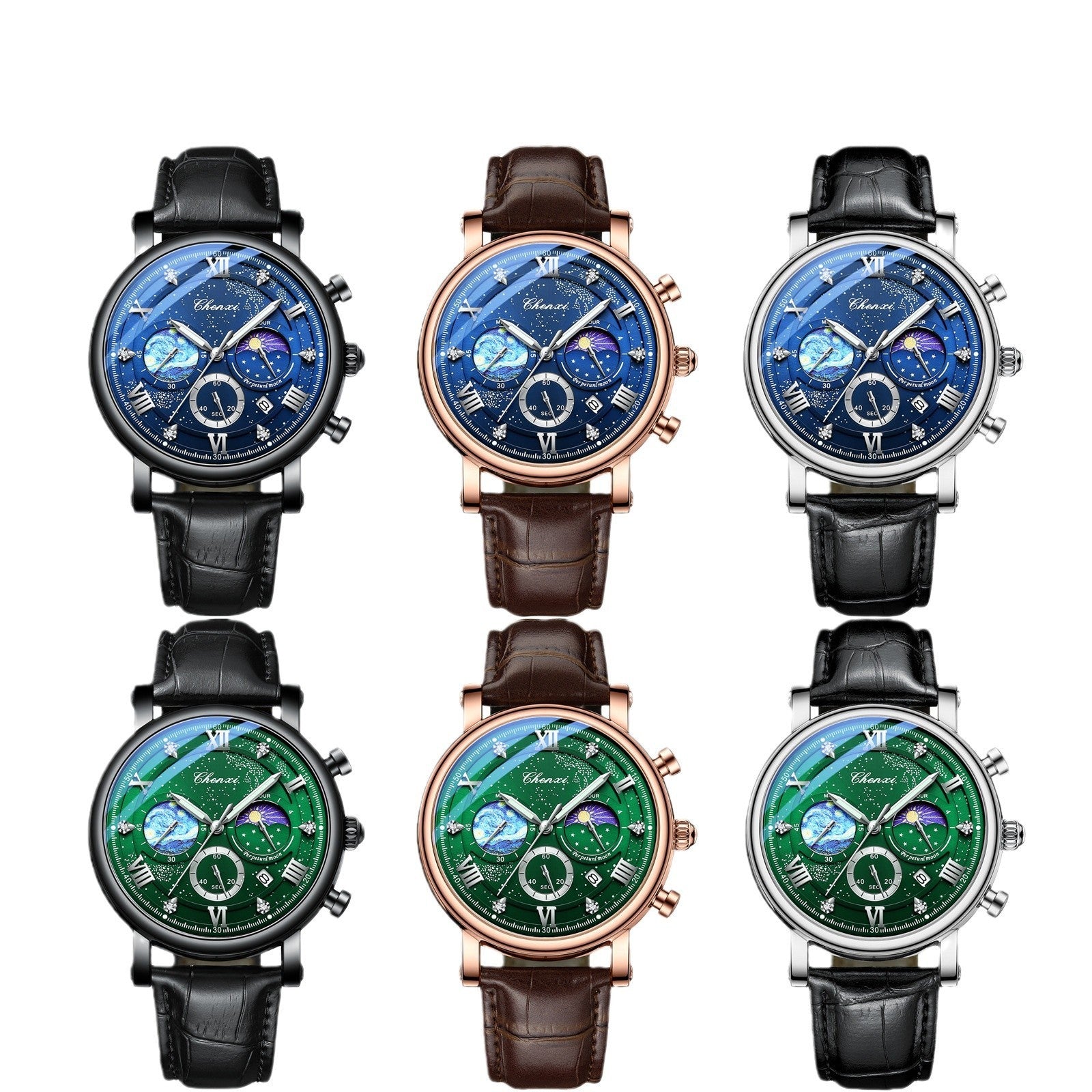 Multifunctional Luminous Moon Phase Calendar Watch