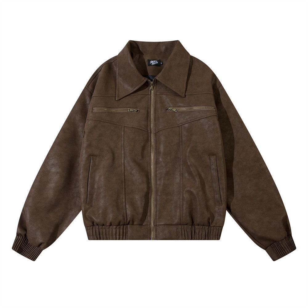 Vintage Distressed Leather Jacket For Men