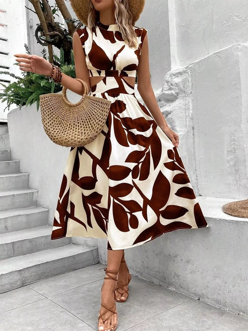 Cutout Printed Sleeveless Dress