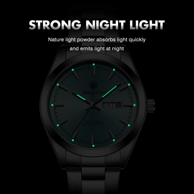 Men's Double Calendar Luminous Quartz Watch