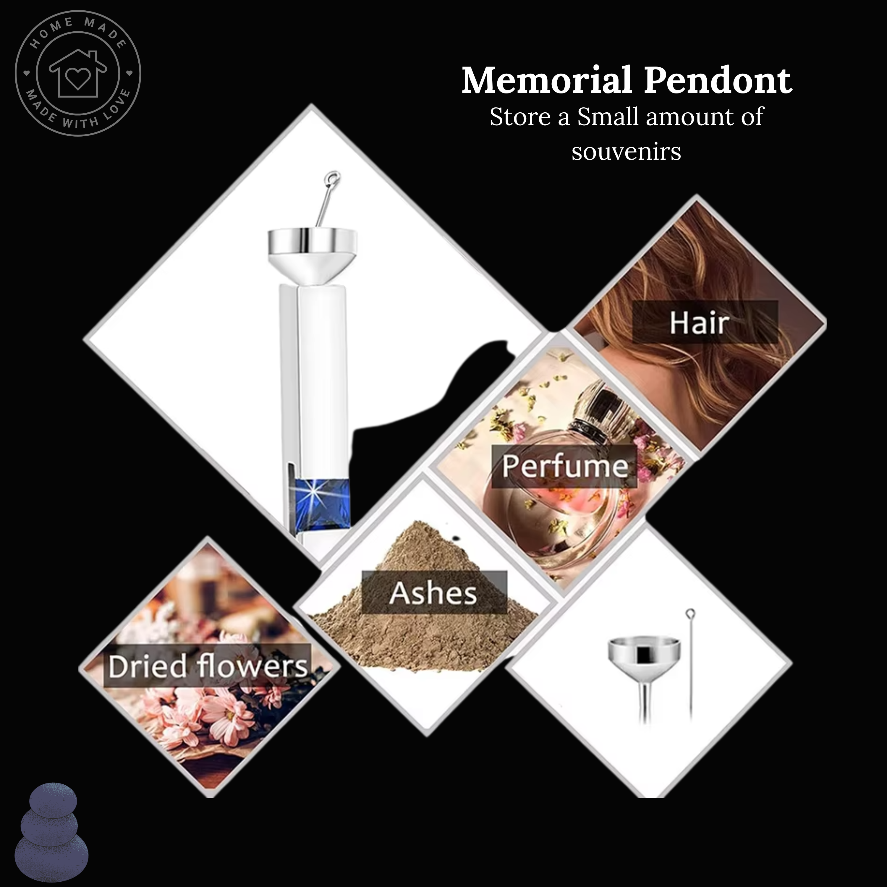 Black & Silver Cross Urn Necklace for Ashes – Stainless Steel