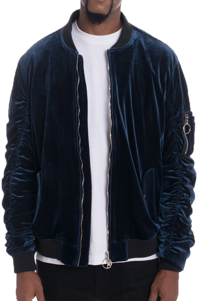 Velour Scrunched Bomber Jacket 6113