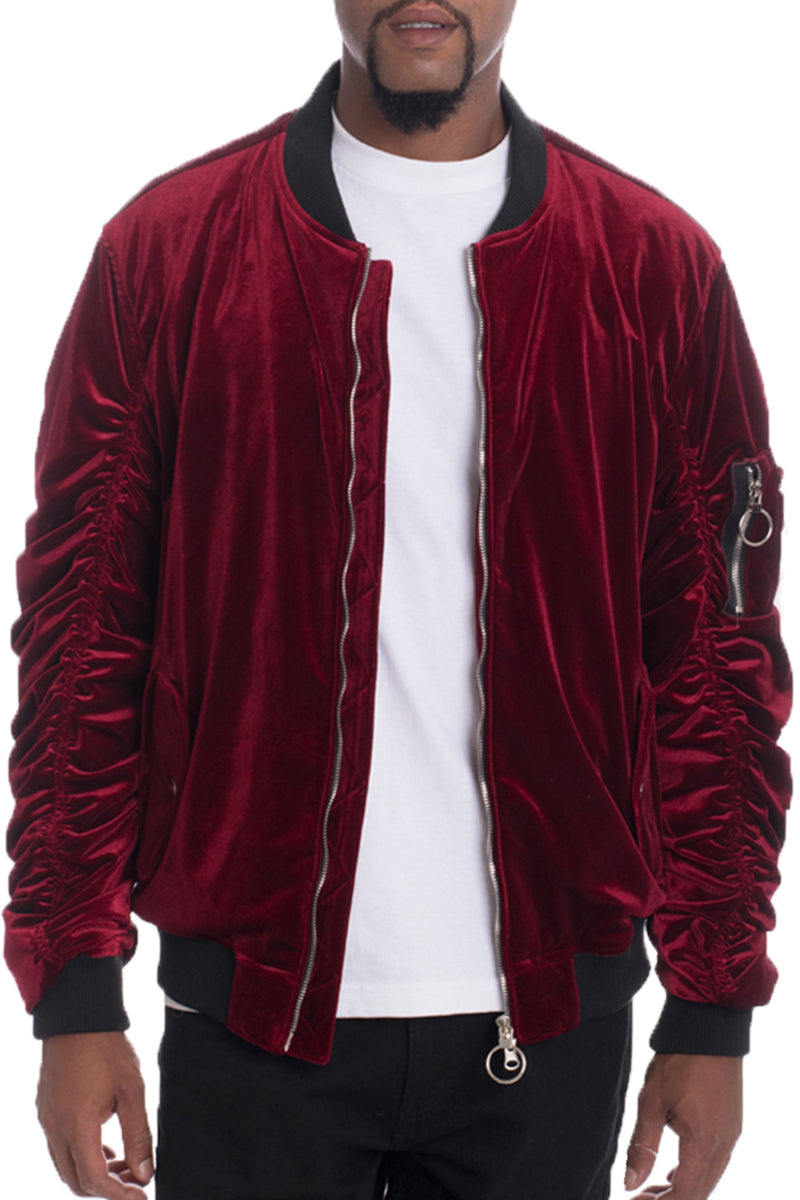Velour Scrunched Bomber Jacket 6113
