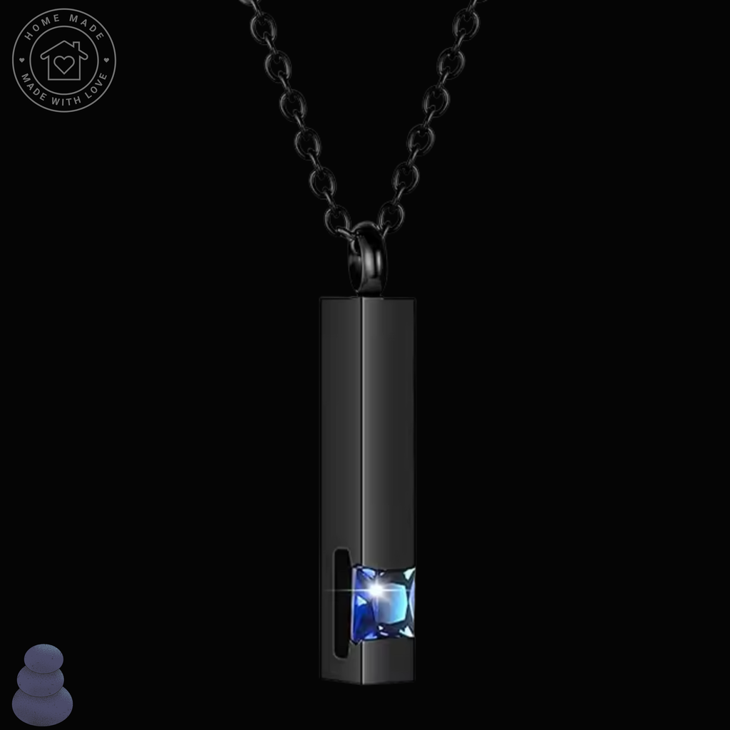 Black & Silver Cross Urn Necklace for Ashes – Stainless Steel