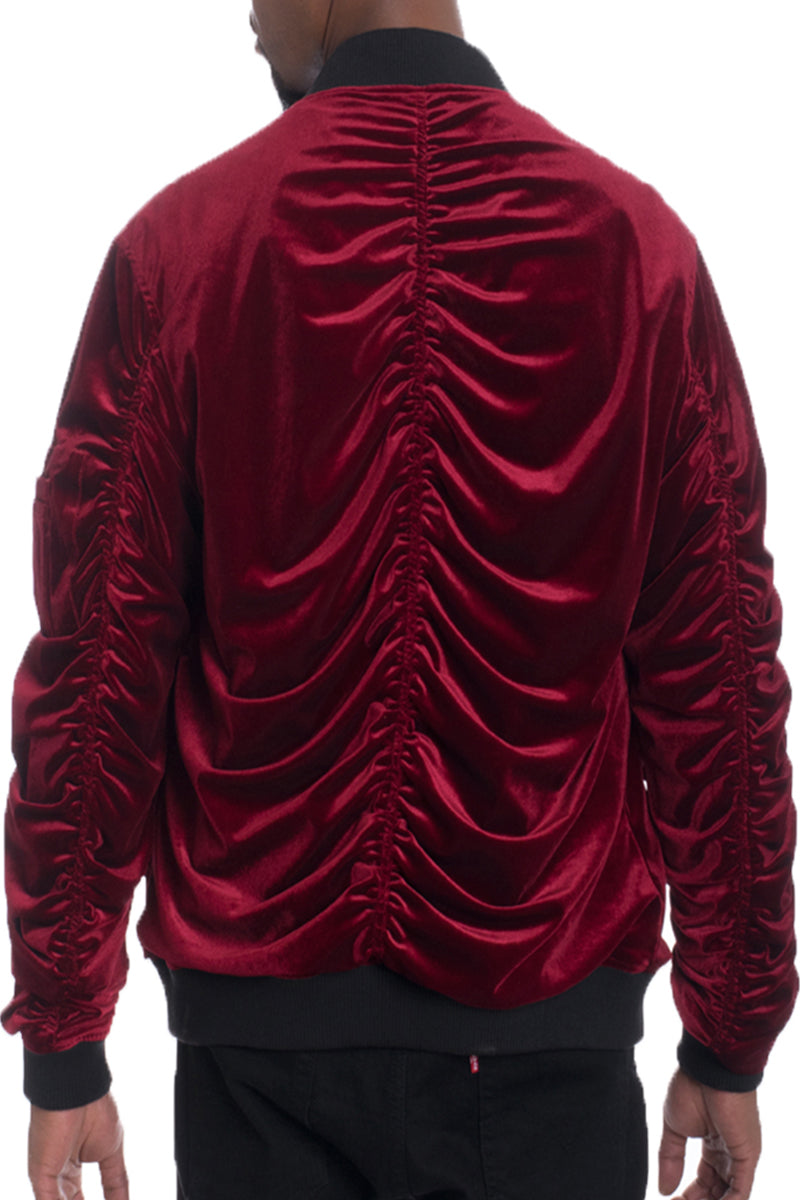 Velour Scrunched Bomber Jacket 6113