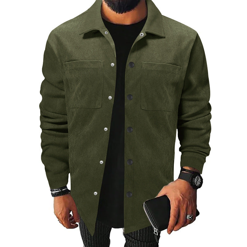 Corduroy Single-breasted Slim Jacket For Men