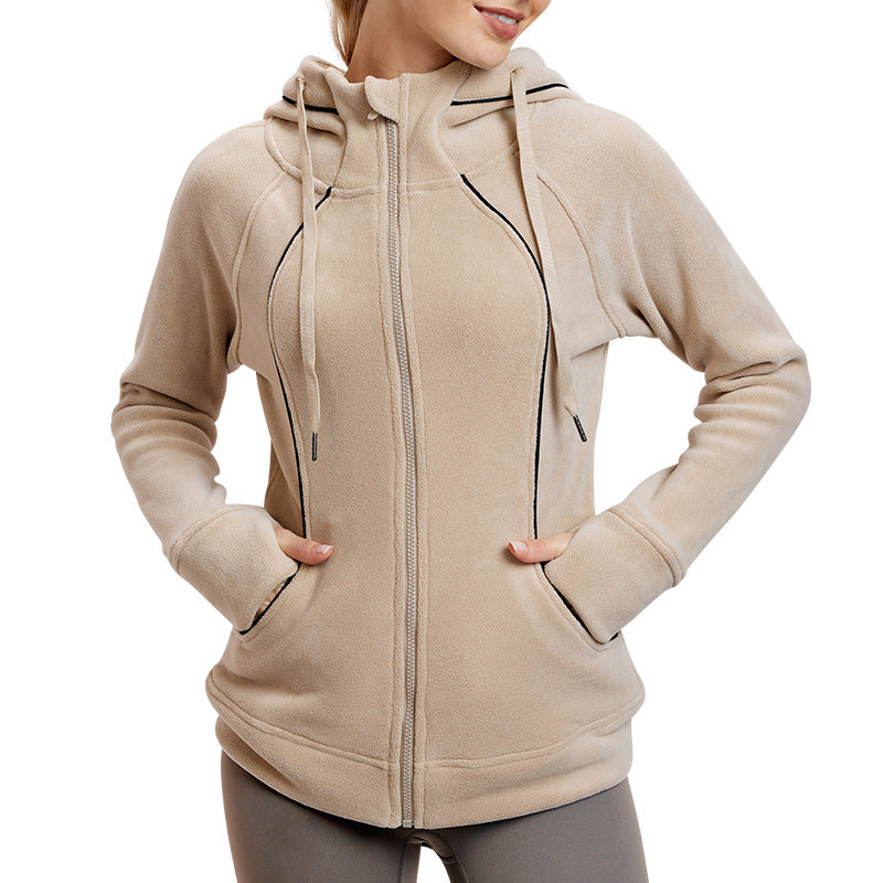 Women's Long Sleeve Yoga Jacket – Lightweight Sportswear with Hidden