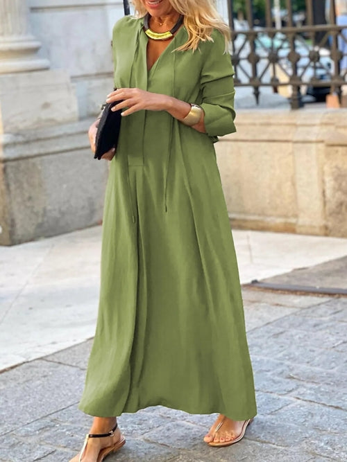Full Size Solid Color Maxi Shirt Dress Plus Size