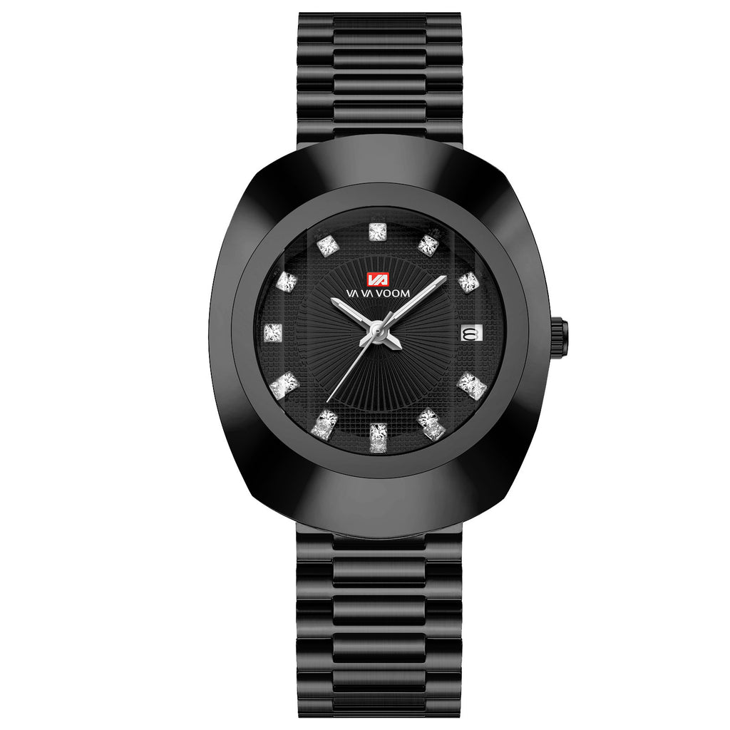 Couple Quartz Watch Yellow Gold Diamond Waterproof Steel Belt Watch