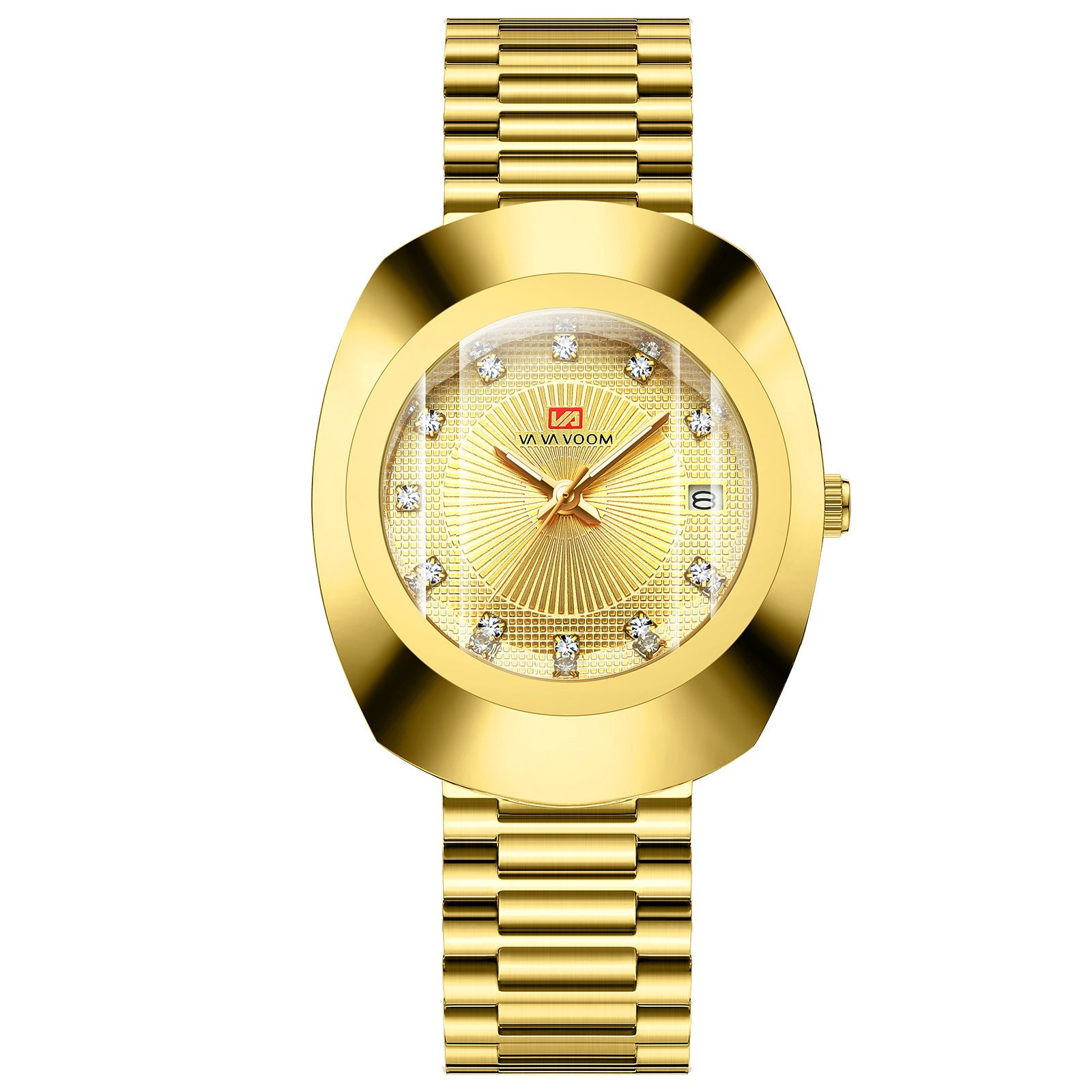 Couple Quartz Watch Yellow Gold Diamond Waterproof Steel Belt Watch