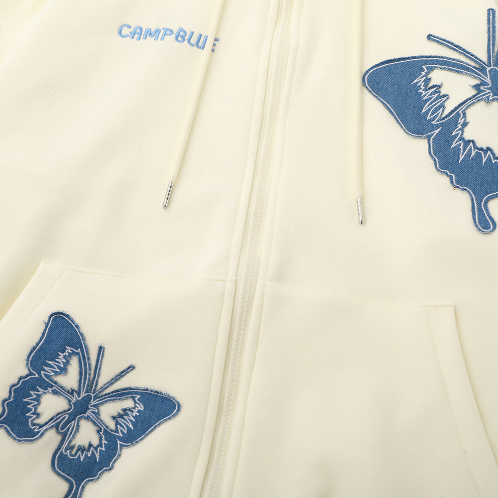 Butterfly Embroidered Hooded Jacket For Men