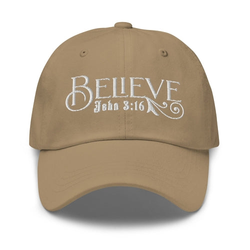 Embroidered Baseball Dad Cap - Believe - John 3:16