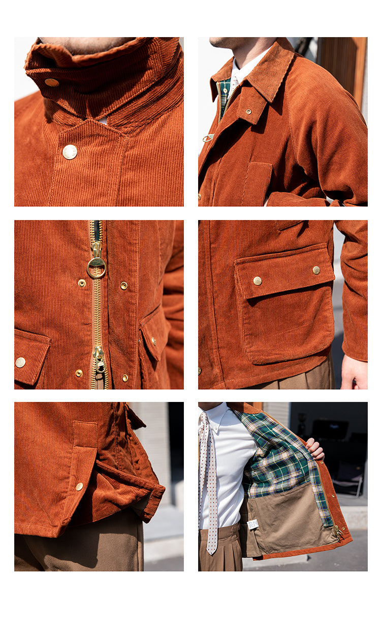Vintage Corduroy Jacket Multi-bag For Men