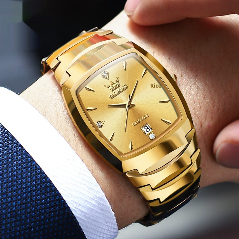 Gold Quartz Tungsten Steel Genuine Men's Watch