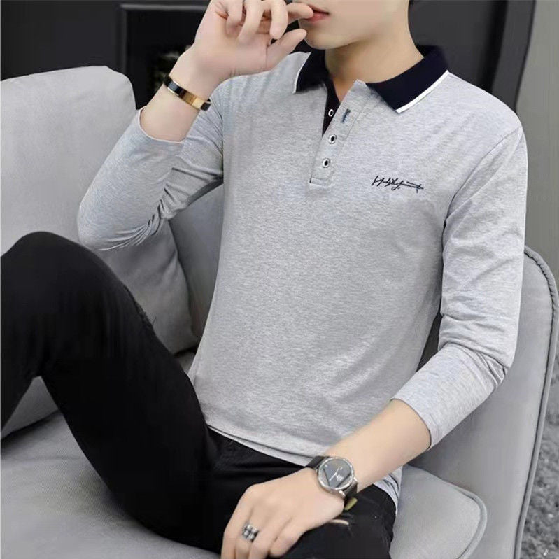 Polo Shirt Men's Long-sleeved T-shirt Top  Men's Clothing