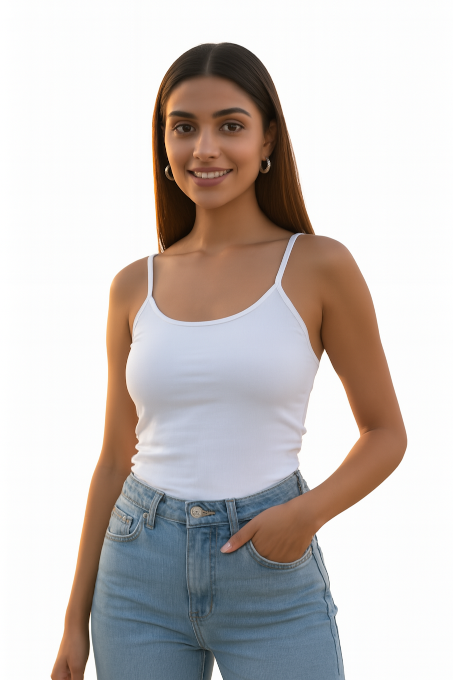 Casual Summer Style: White Cami (Size-M)