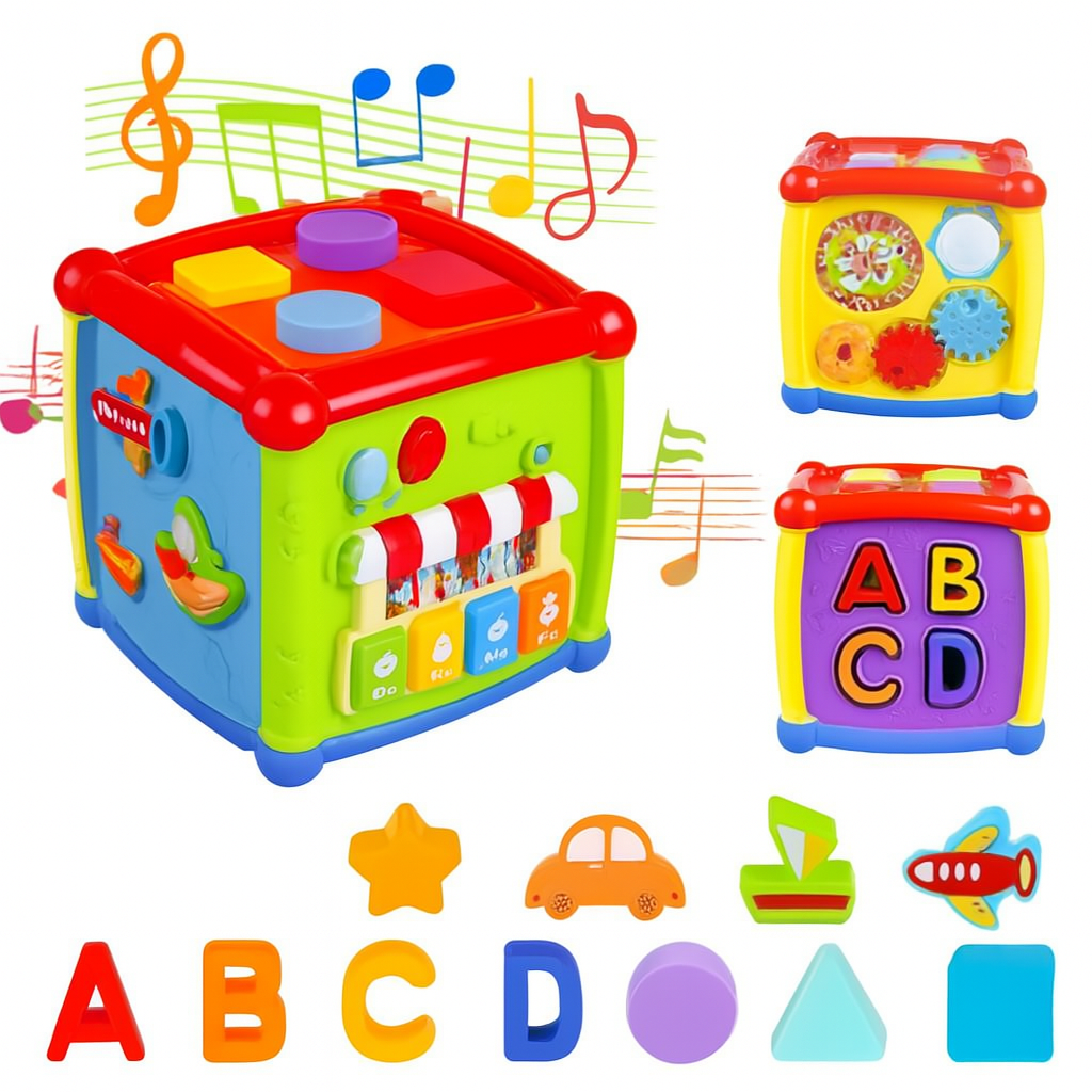 Educational Activity Cube for Toddlers – Shape Sorter, Alphabet