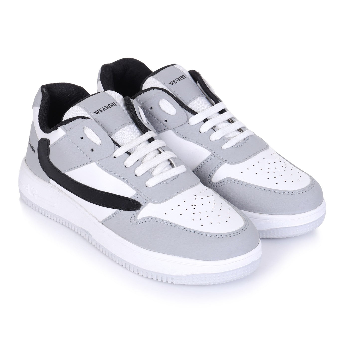 Men Lace Up Running Shoes, White-01 (Size-7 UK)