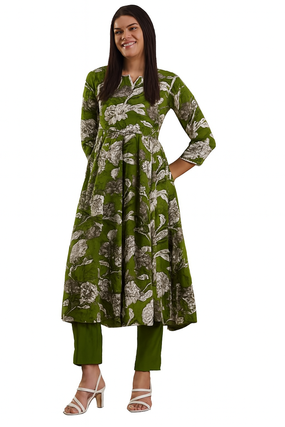 Women Festive Wear Kurta Set-Green (Size-S) | D197