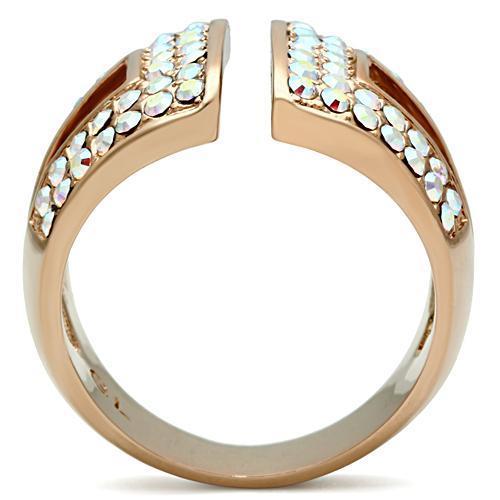 GL222 - IP Rose Gold(Ion Plating) Brass Ring with Top Grade Crystal