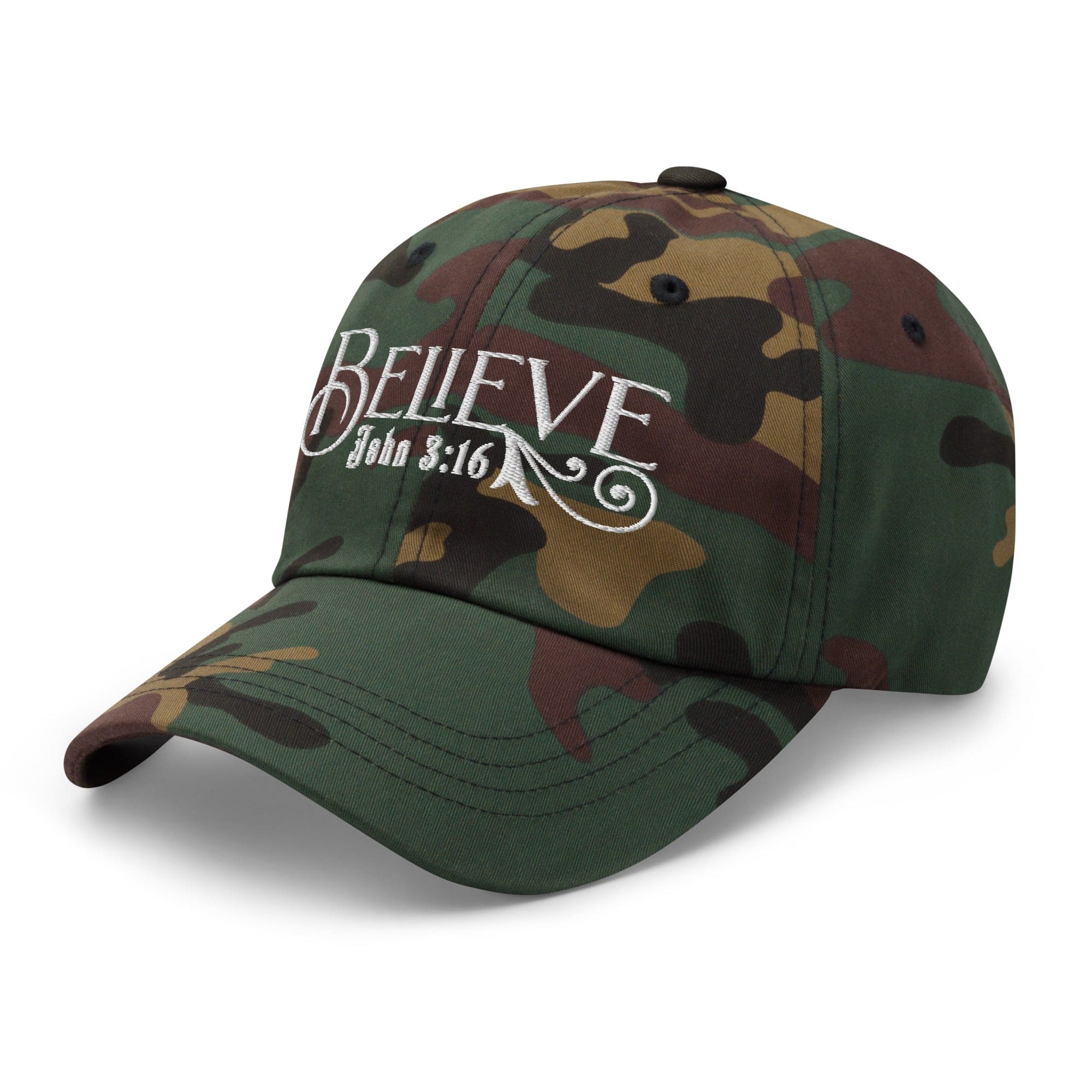 Embroidered Baseball Dad Cap - Believe - John 3:16