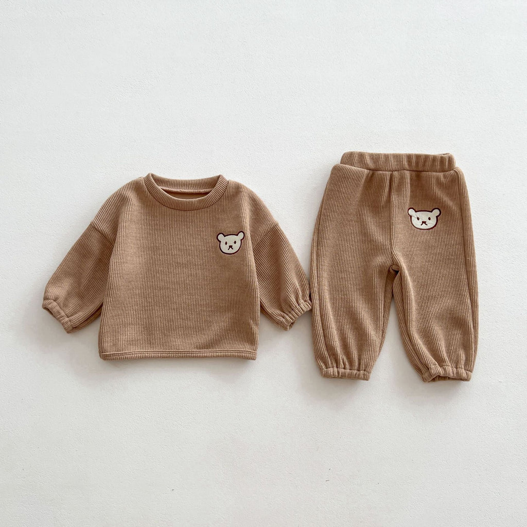 Infant Baby Bear Head Long-sleeved Combo Pants In Sets