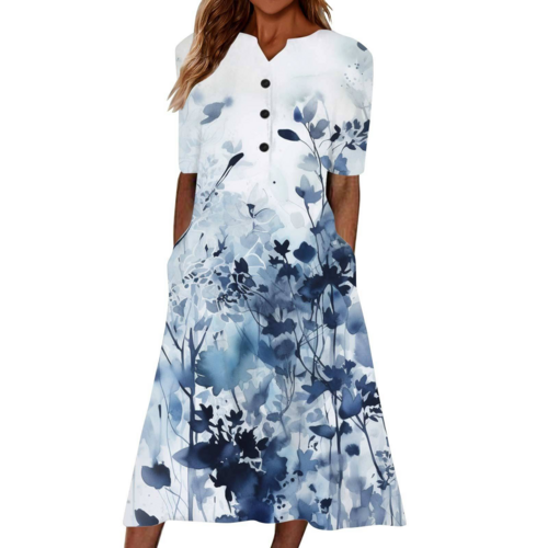 Women’s Summer Midi Dress – Casual, Light & Pocket-Ready