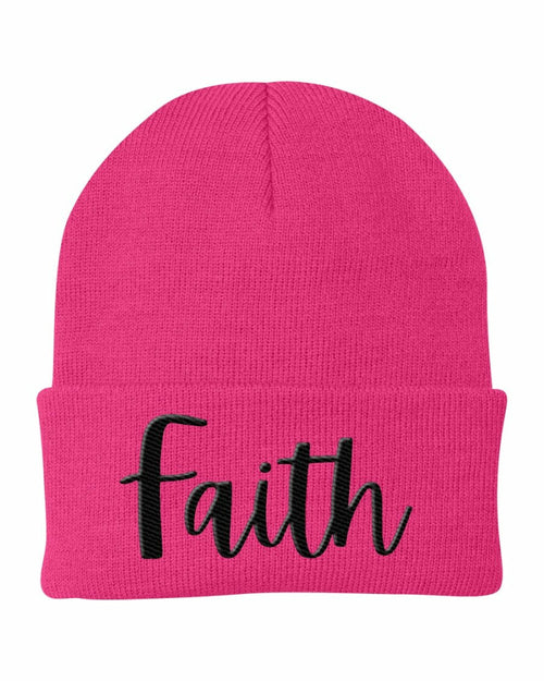 Beanie Knit Cap - Faith Embroidered Graphic Hat