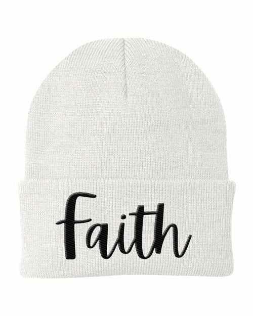 Beanie Knit Cap - Faith Embroidered Graphic Hat
